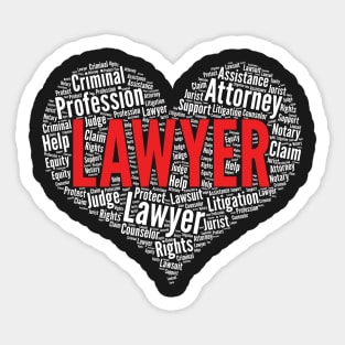 Lawyer Heart Shape Word Cloud Law School Legal Law product Sticker